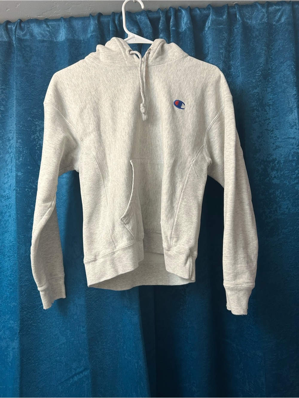 Champion Light Gray Zip-Up Hoodie with Small Logo